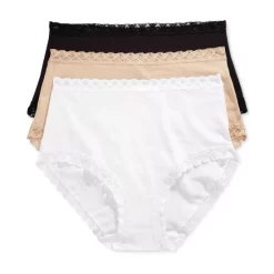 Hot Sale 🔥 Natori Bliss Lace Trim High Rise Brief, Pack Of 3 755058MP Heather Grey / Cruise / Black 😉 -Bali Shop unnamed file 313