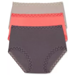 Hot Sale 🔥 Natori Bliss Lace Trim High Rise Brief, Pack Of 3 755058MP Heather Grey / Cruise / Black 😉 -Bali Shop unnamed file 316