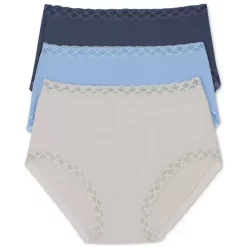 Hot Sale 🔥 Natori Bliss Lace Trim High Rise Brief, Pack Of 3 755058MP Heather Grey / Cruise / Black 😉 -Bali Shop unnamed file 317