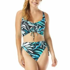 Deals ⭐ Coco Reef Elevate Bra Sized Shirred 👙 Bikini Top & Bottoms Black/blue Multi 🥰